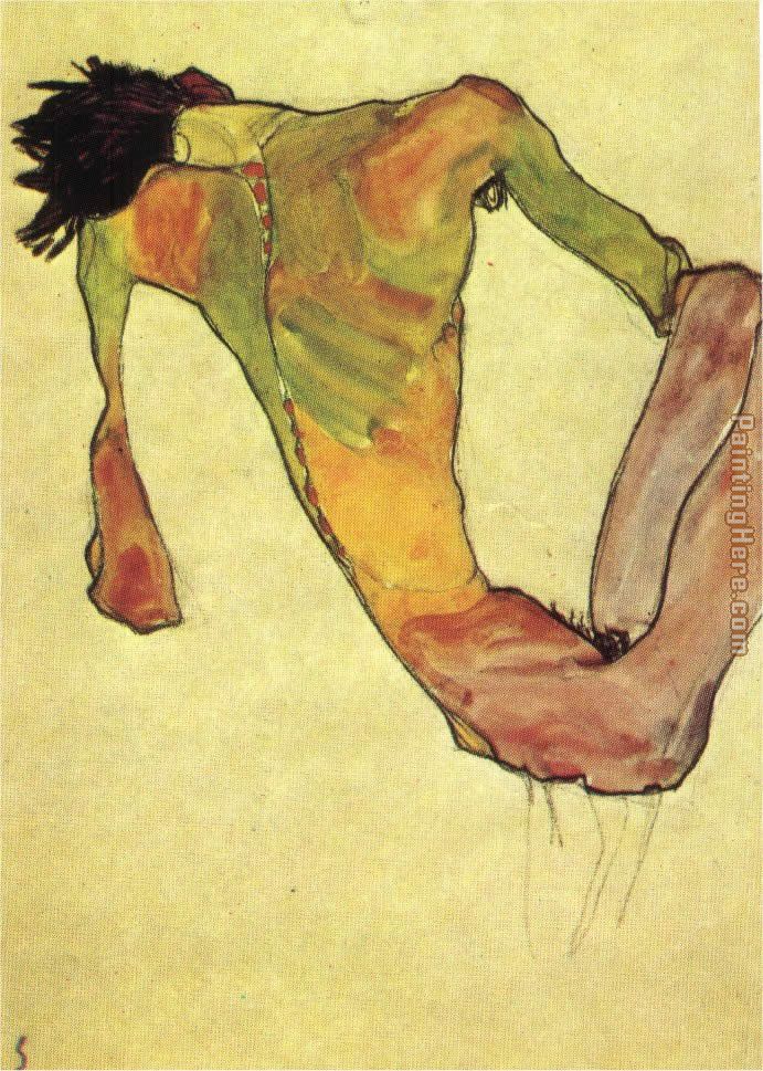 Male trunk on 1911 painting - Egon Schiele Male trunk on 1911 art painting
